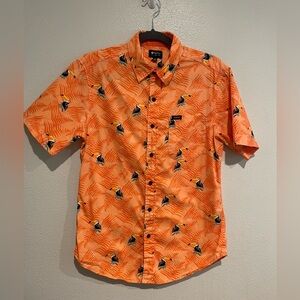 Matix L.A. Cali USA coral Toucan novelty print button up shirt. Men size…